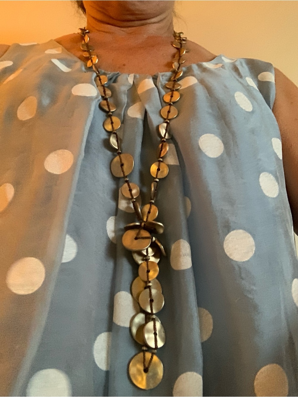 Long Gold Disc Strand Necklace - Women Jewelry